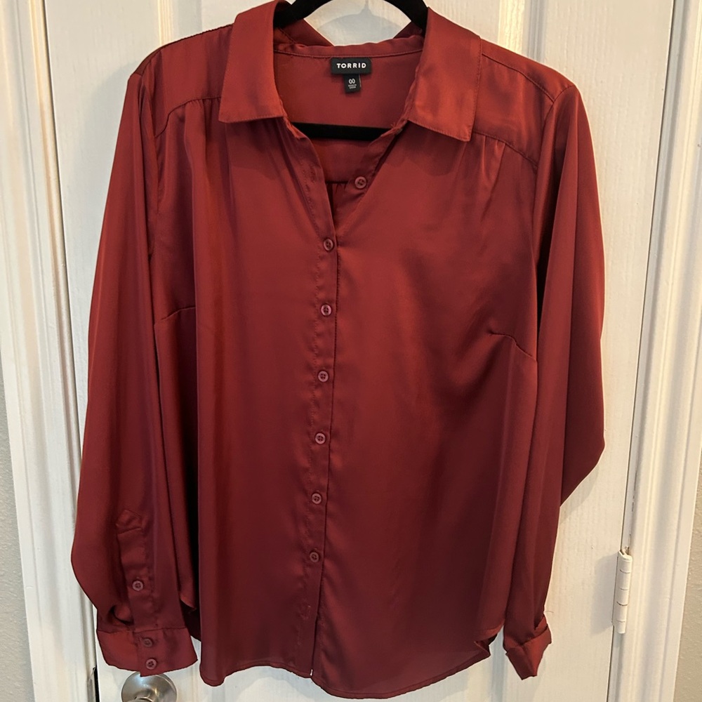 Torrid Burgundy Button-Up Blouse